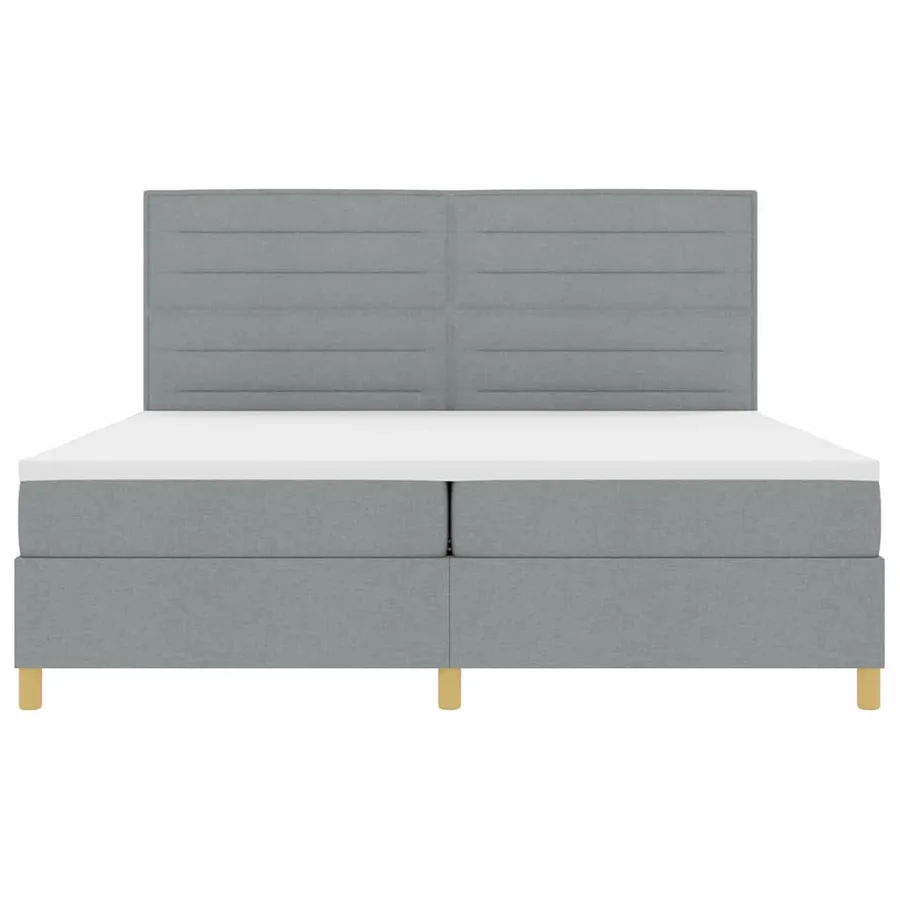 Lit à ressorts avec matelas Gris clair 200 x 200 cm tissu - 7