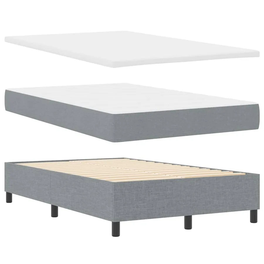 Lit à ressorts avec matelas Gris clair 120 x 200 cm tissu - 7