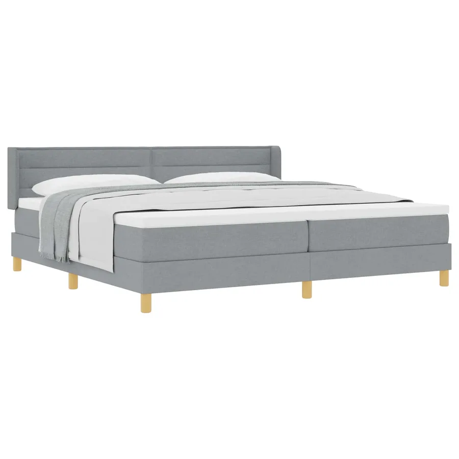 Lit à ressorts avec matelas Gris clair 200 x 200 cm tissu - 2