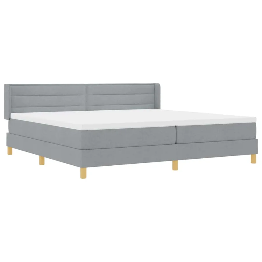 Lit à ressorts avec matelas Gris clair 200 x 200 cm tissu - 4