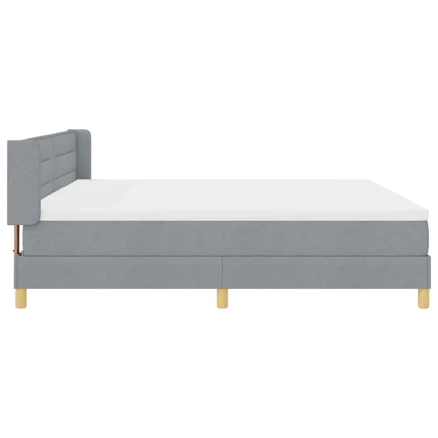 Lit à ressorts avec matelas Gris clair 200 x 200 cm tissu - 5