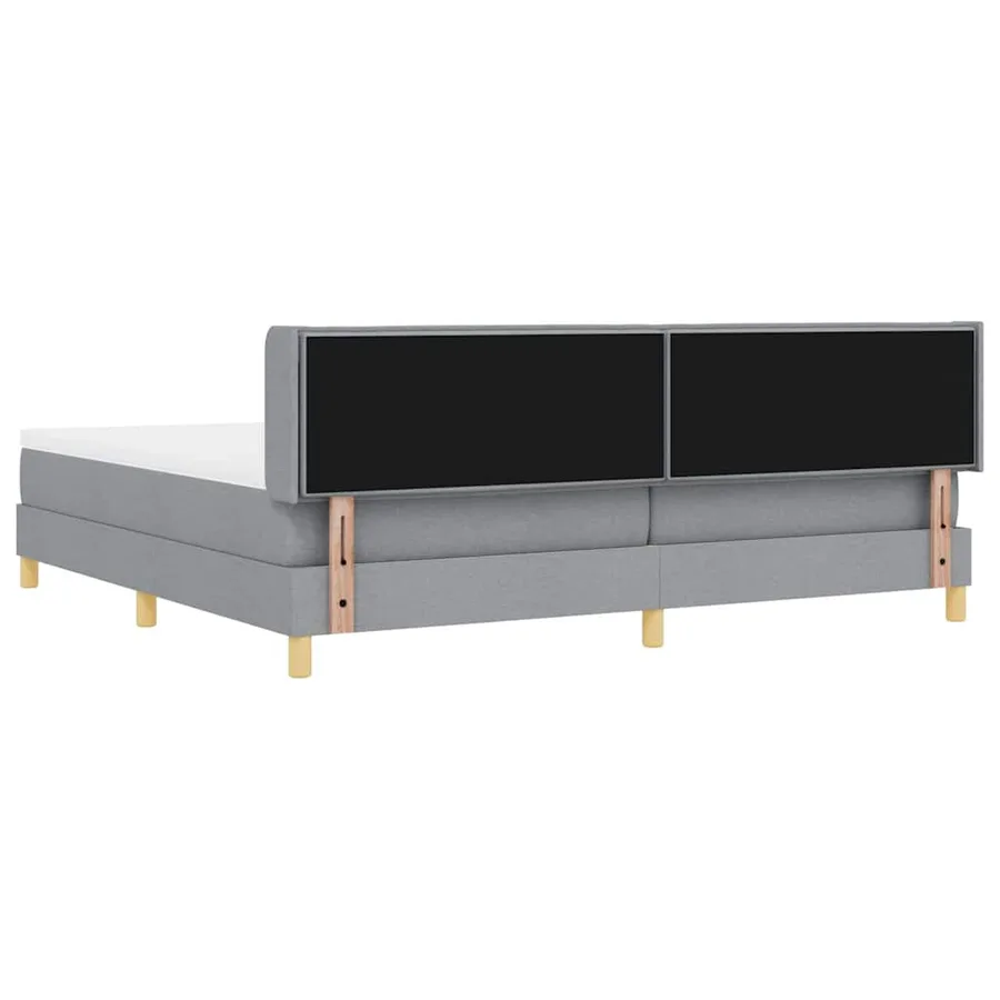 Lit à ressorts avec matelas Gris clair 200 x 200 cm tissu - 6