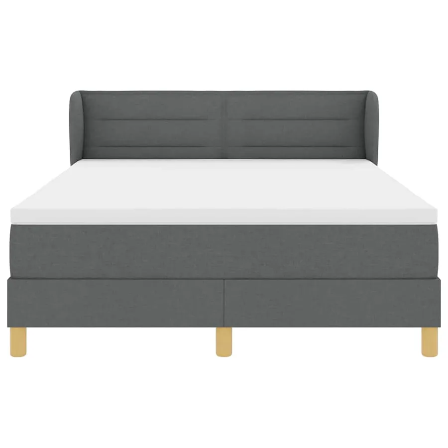Lit à ressorts avec matelas Gris foncé 140 x 200 cm tissu - 5