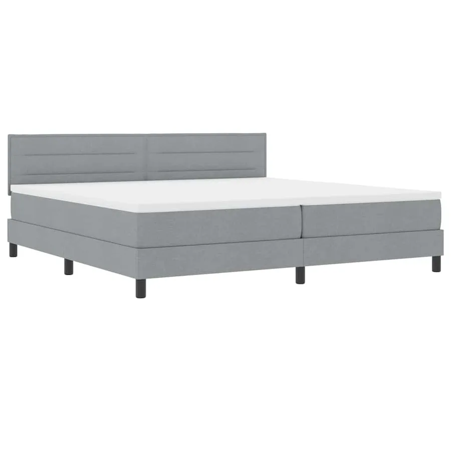 Lit à ressorts avec matelas Gris clair 200 x 200 cm tissu - 2