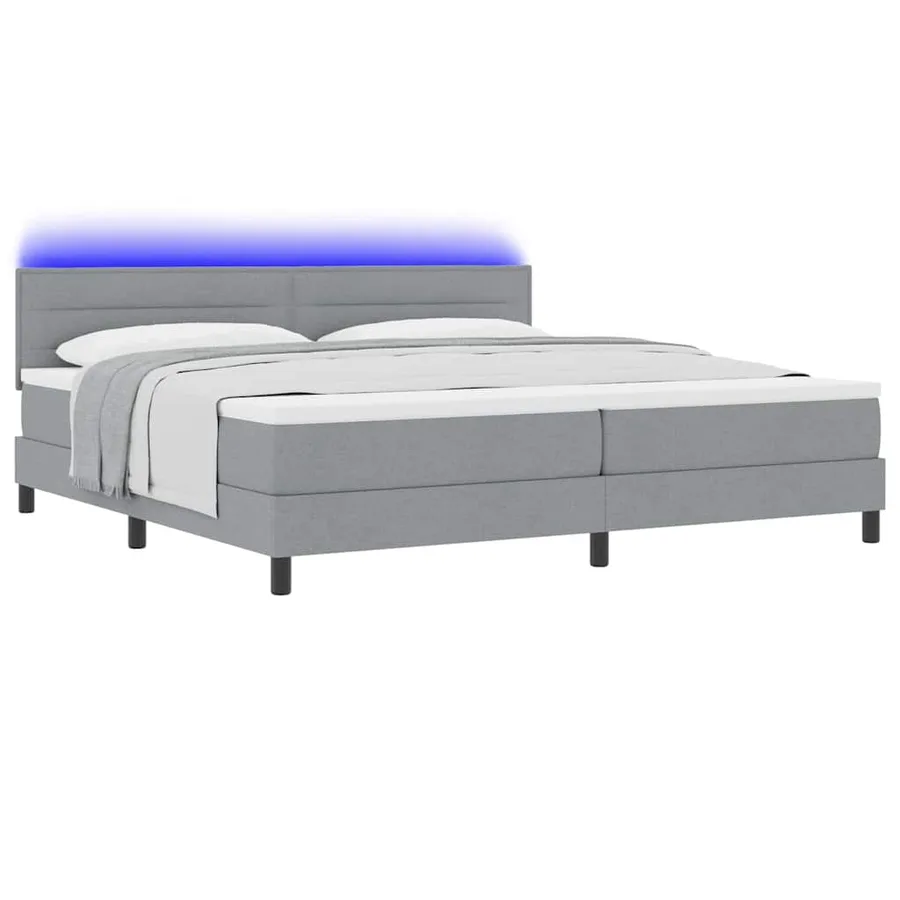 Lit à ressorts avec matelas Gris clair 200 x 200 cm tissu - 3
