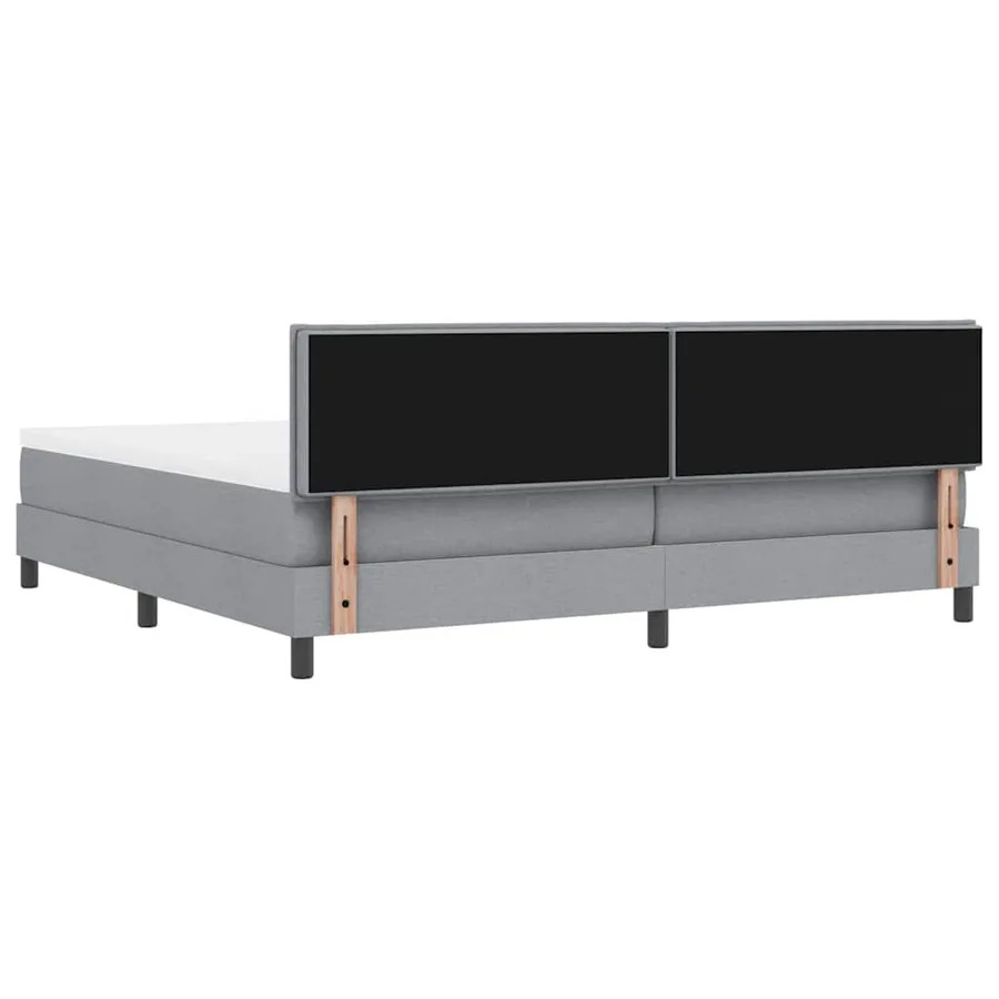 Lit à ressorts avec matelas Gris clair 200 x 200 cm tissu - 8