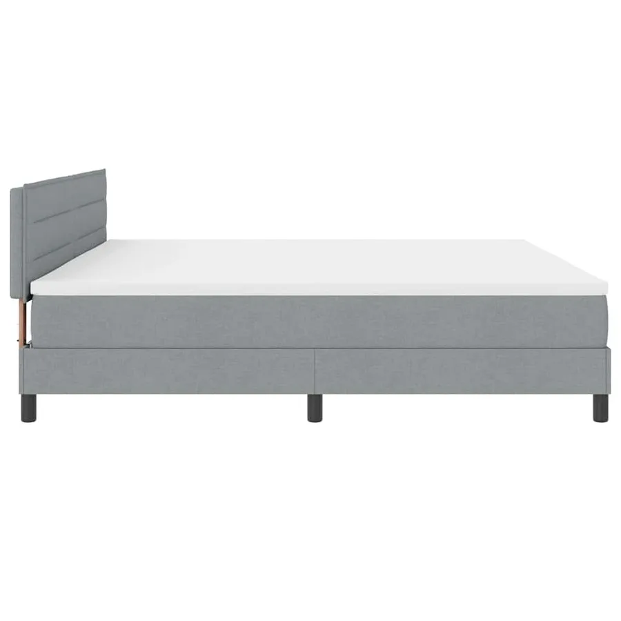 Lit à ressorts avec matelas Gris clair 200 x 200 cm tissu - 9