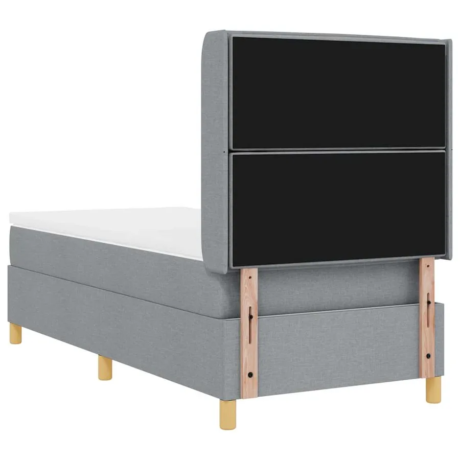 Lit à ressorts avec bandes LED Gris clair 100 x 200 cm tissu - 8