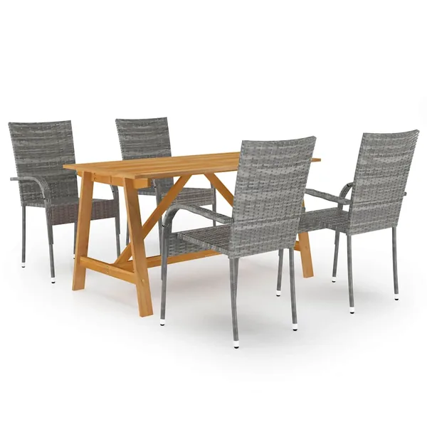 Ensemble à manger de jardin 5 pcs Gris