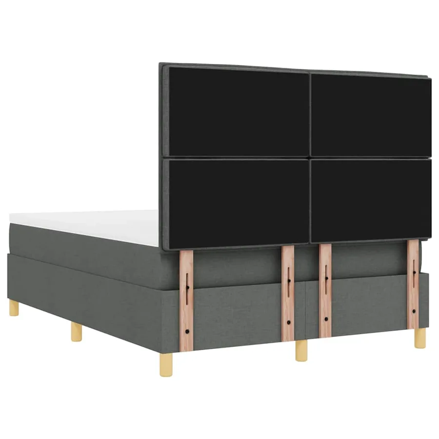 Lit à ressort LED avec matelas Gris foncé 140 x 190 cm tissu - 8