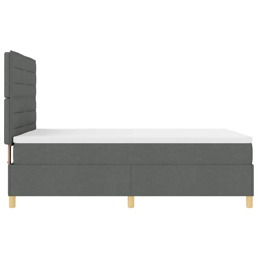 Lit à ressort LED avec matelas Gris foncé 140 x 190 cm tissu - 9