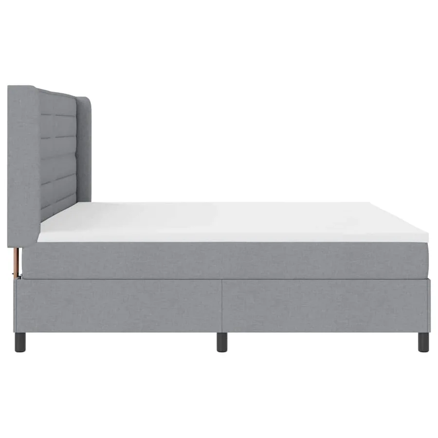 Lit à ressort LED avec matelas Gris clair 200 x 200 cm tissu - 9