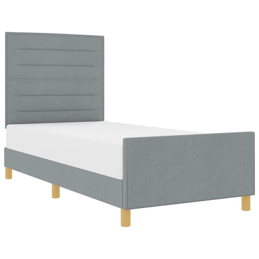 Cadre de lit avec tête de lit Gris clair 100 x 200 cm tissu - 2