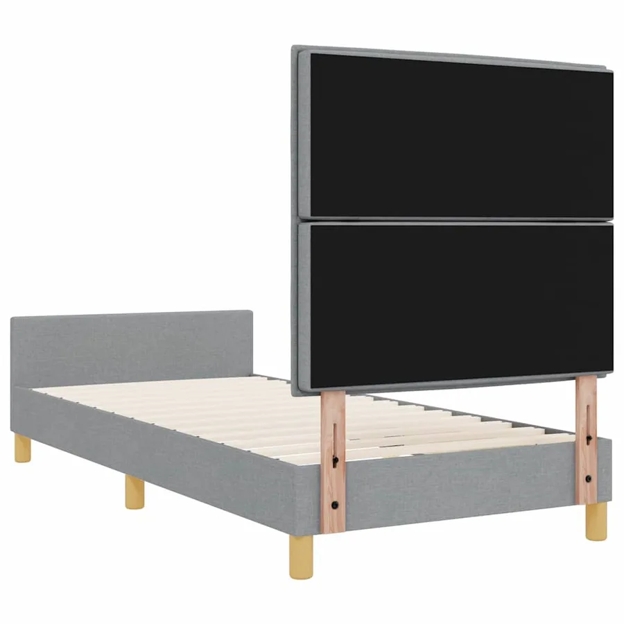 Cadre de lit avec tête de lit Gris clair 100 x 200 cm tissu - 9