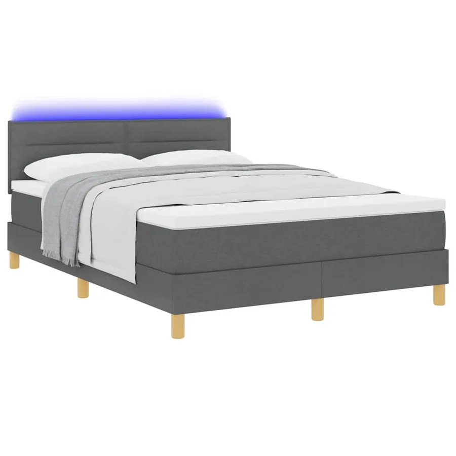 Lit à ressort LED avec bandes LED Gris foncé 140 x 190 cm tissu - 3
