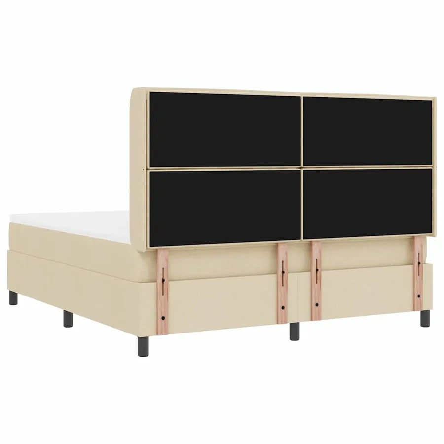 Lit à ressort LED avec matelas Crème 180 x 200 cm tissu - 8