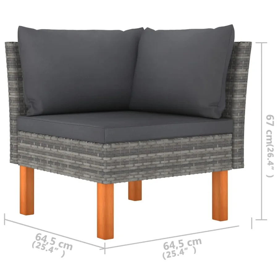 Salon de jardin 6 pcs avec coussins Résine tressée Gris - 9