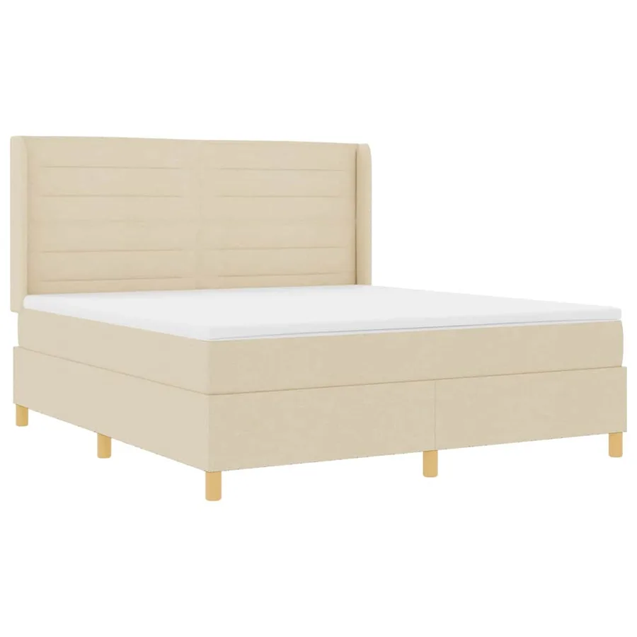 Lit à ressorts avec matelas Crème 180 x 200 cm tissu - 4