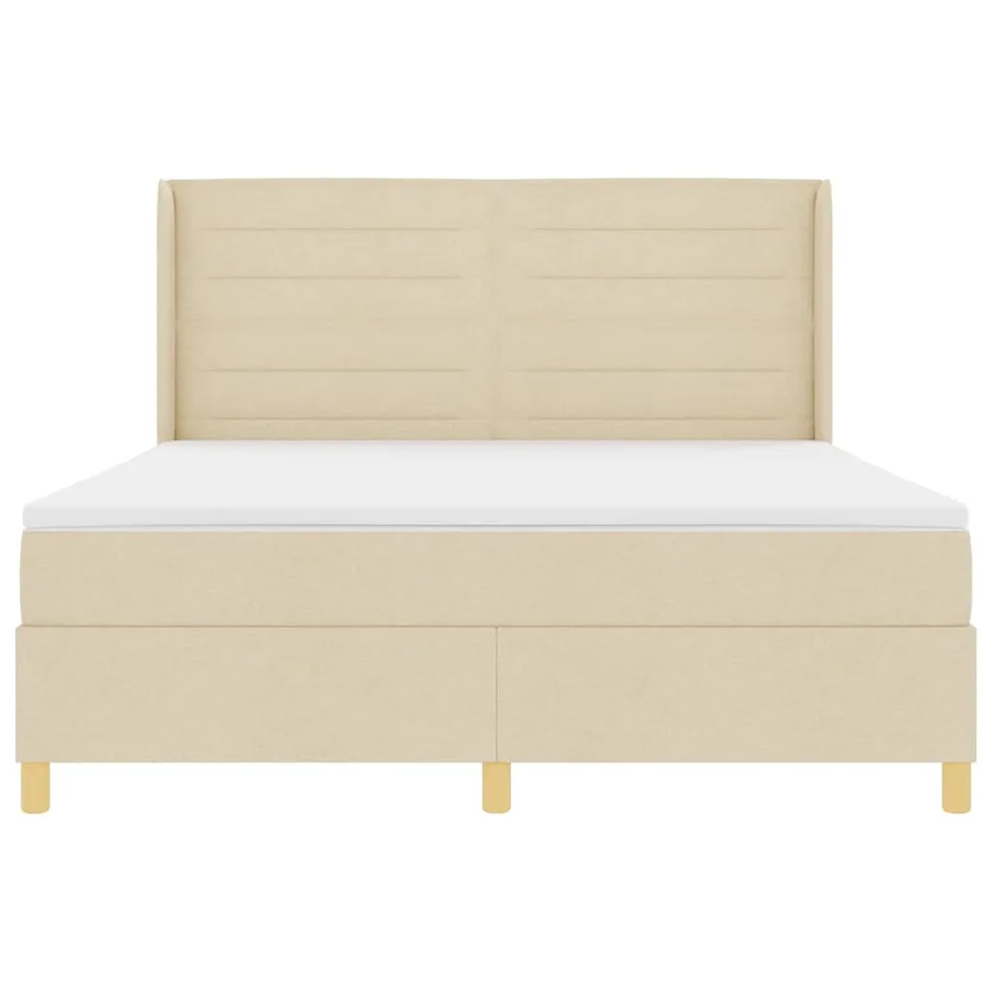 Lit à ressorts avec matelas Crème 180 x 200 cm tissu - 7
