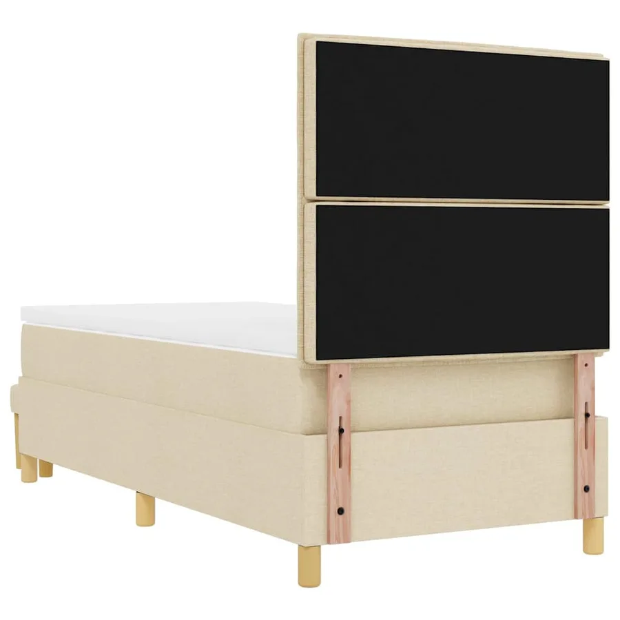 Lit à ressorts avec tête de lit Crème 200 x 90 cm tissu - 10