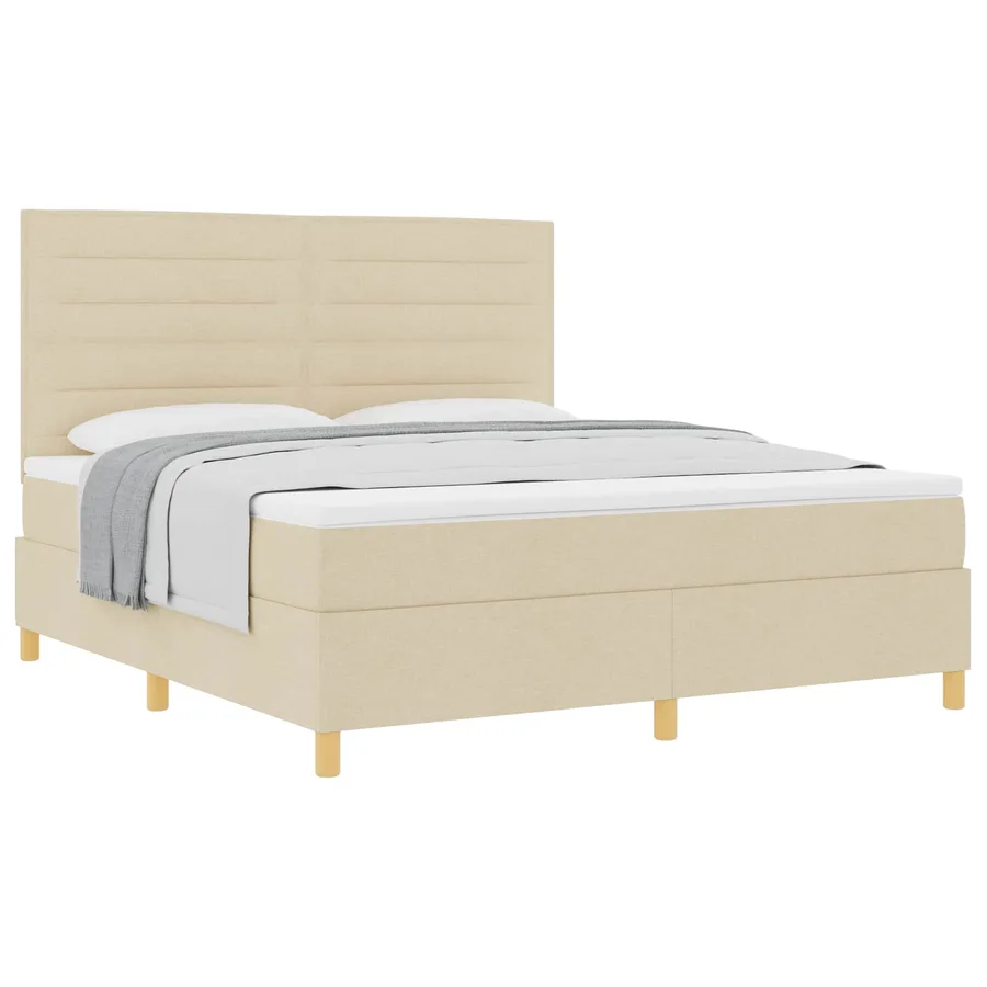 Lit à ressorts avec matelas Crème 180 x 200 cm tissu - 2