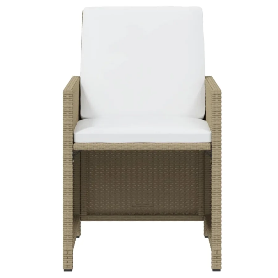Ensemble à manger de jardin et coussins 17 pcs beige - 6