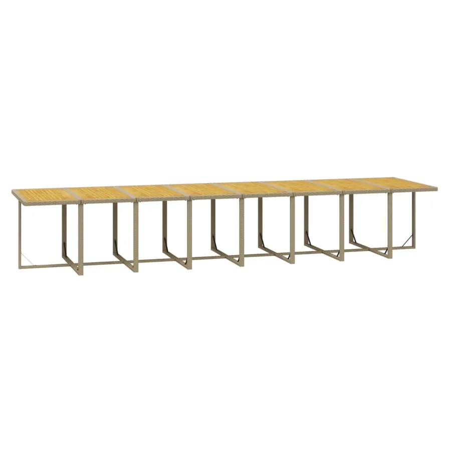 Ensemble à manger de jardin et coussins 17 pcs beige - 7