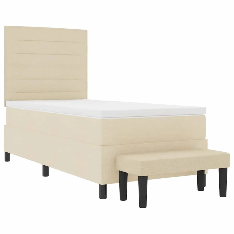 Lit à ressorts avec tête de lit Crème 90 x 200 cm tissu - 7