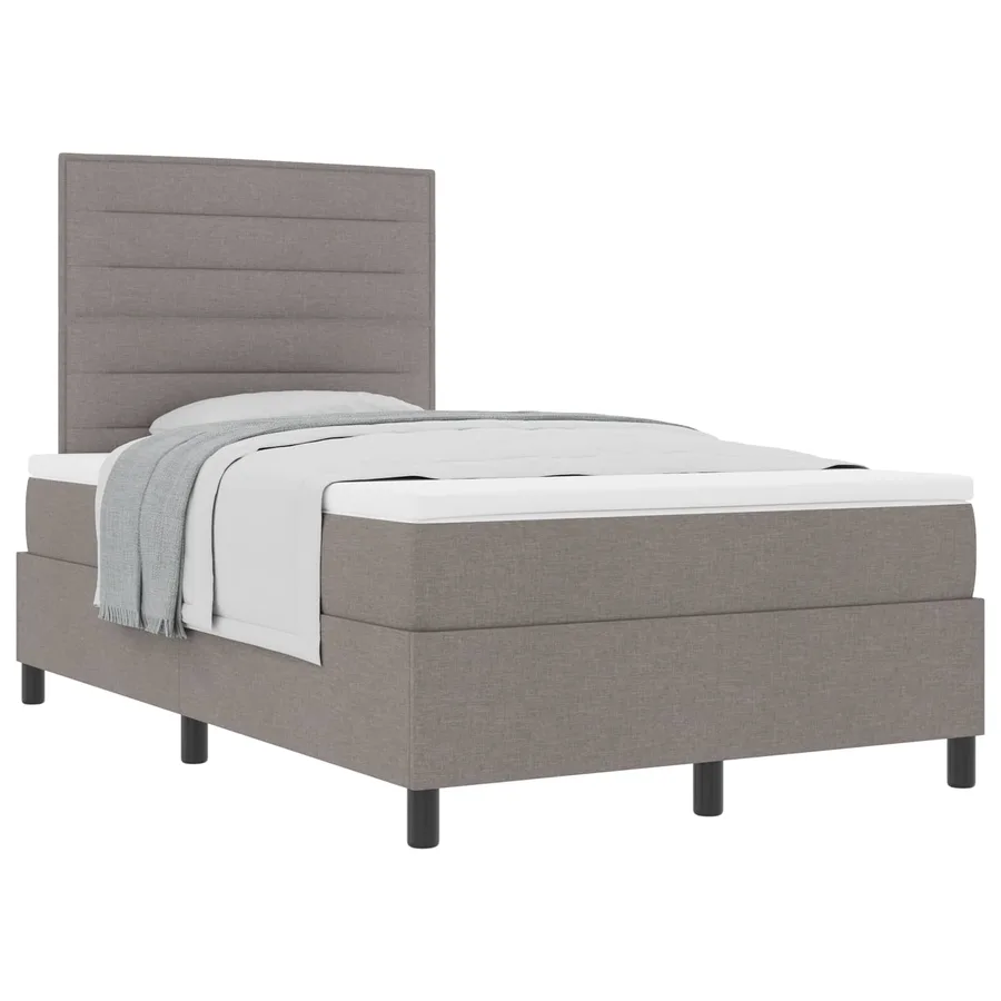Lit à ressorts avec matelas Taupe 120 x 200 cm tissu - 2