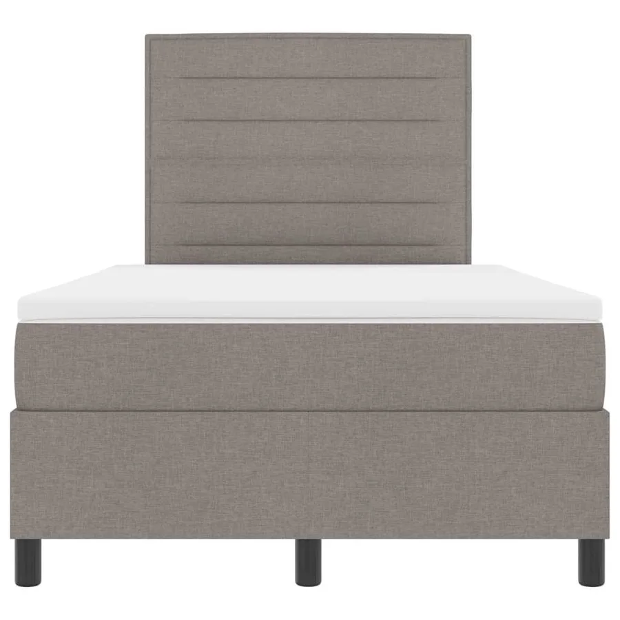 Lit à ressorts avec matelas Taupe 120 x 200 cm tissu - 7