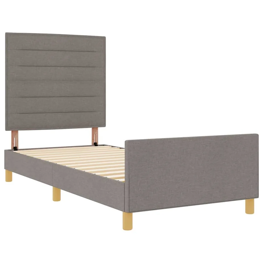 Cadre de lit avec tête de lit Taupe 100 x 200 cm tissu - 4
