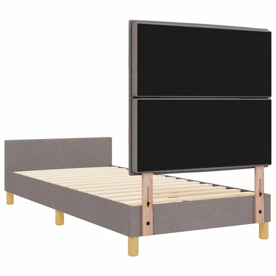 Cadre de lit avec tête de lit Taupe 100 x 200 cm tissu - 7