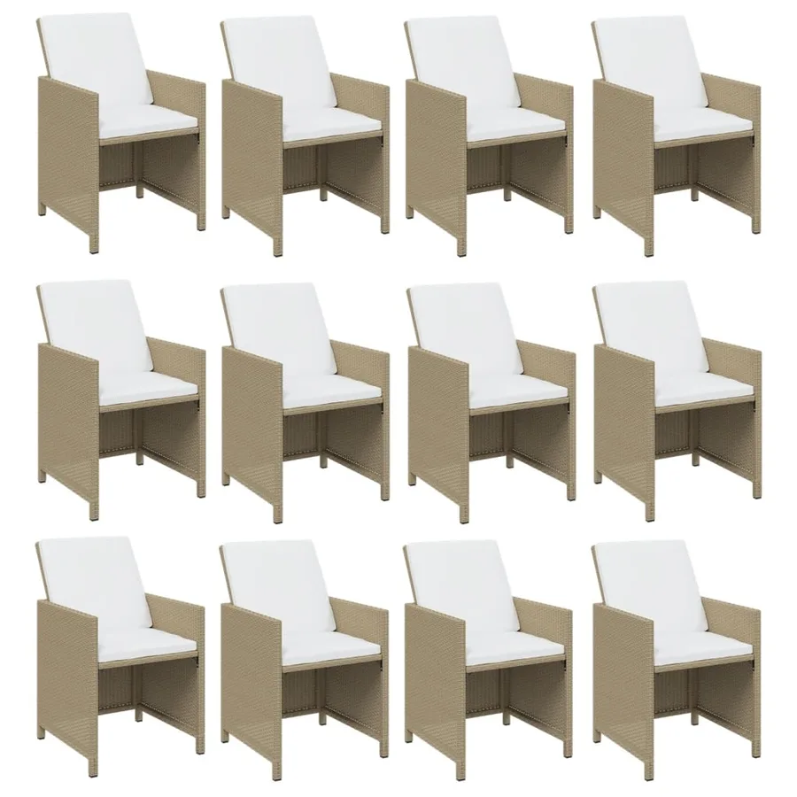 Ensemble à manger de jardin coussins 17pcs Résine tressée Beige - 4