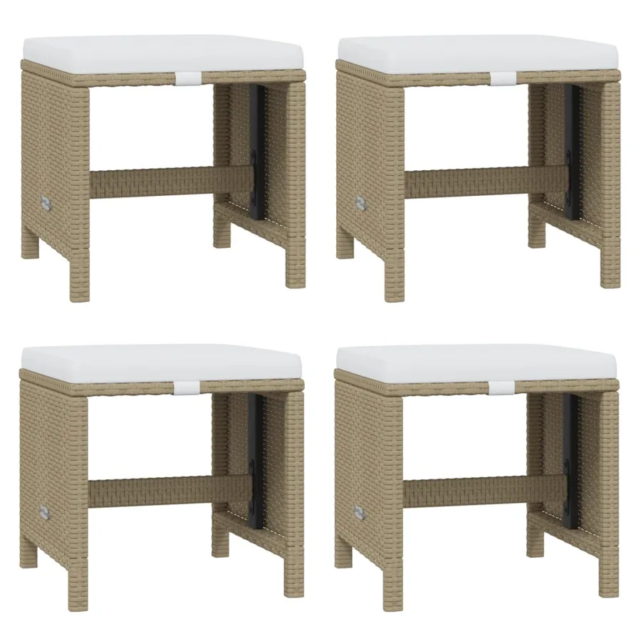 Ensemble à manger de jardin coussins 17pcs Résine tressée Beige - 9