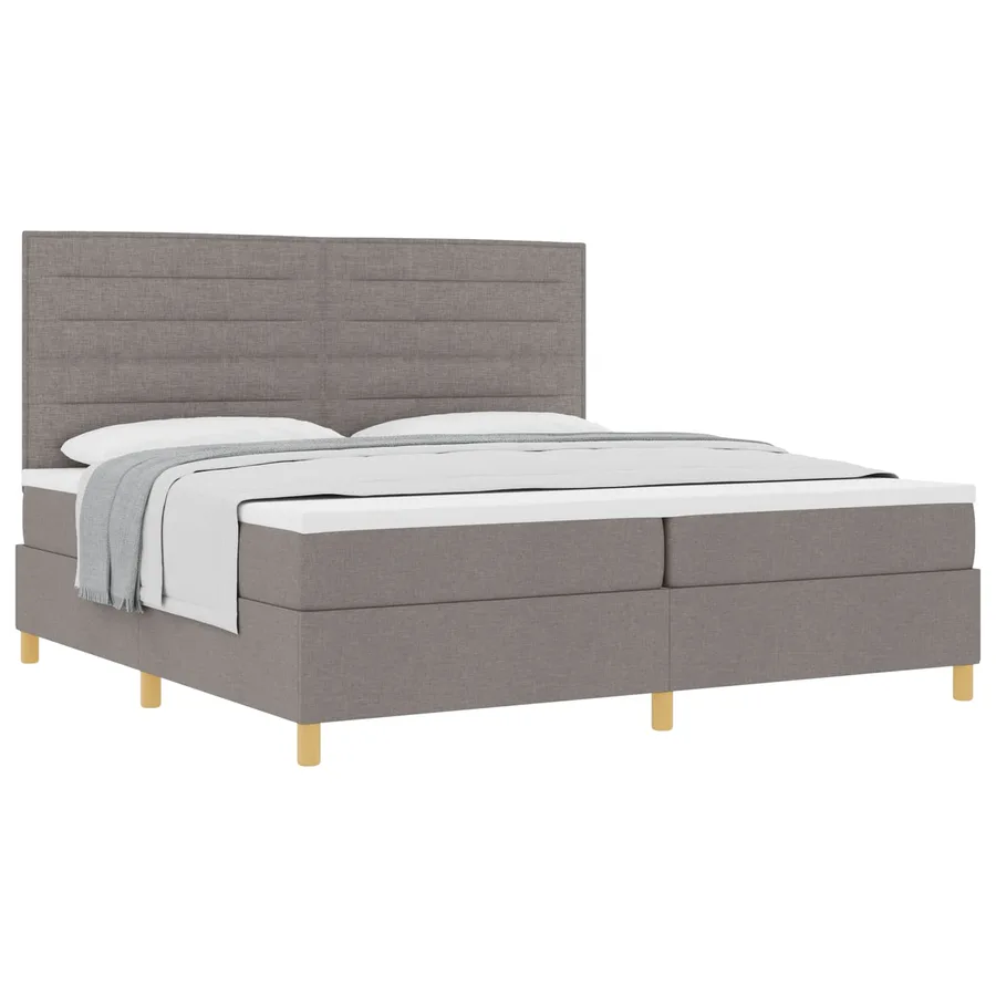 Lit à ressorts avec matelas Taupe 200 x 200 cm tissu - 2