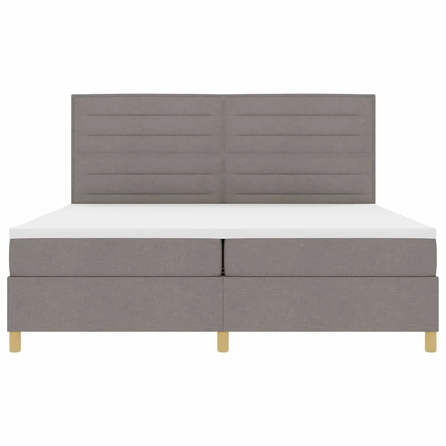 Lit à ressorts avec matelas Taupe 200 x 200 cm tissu - 7
