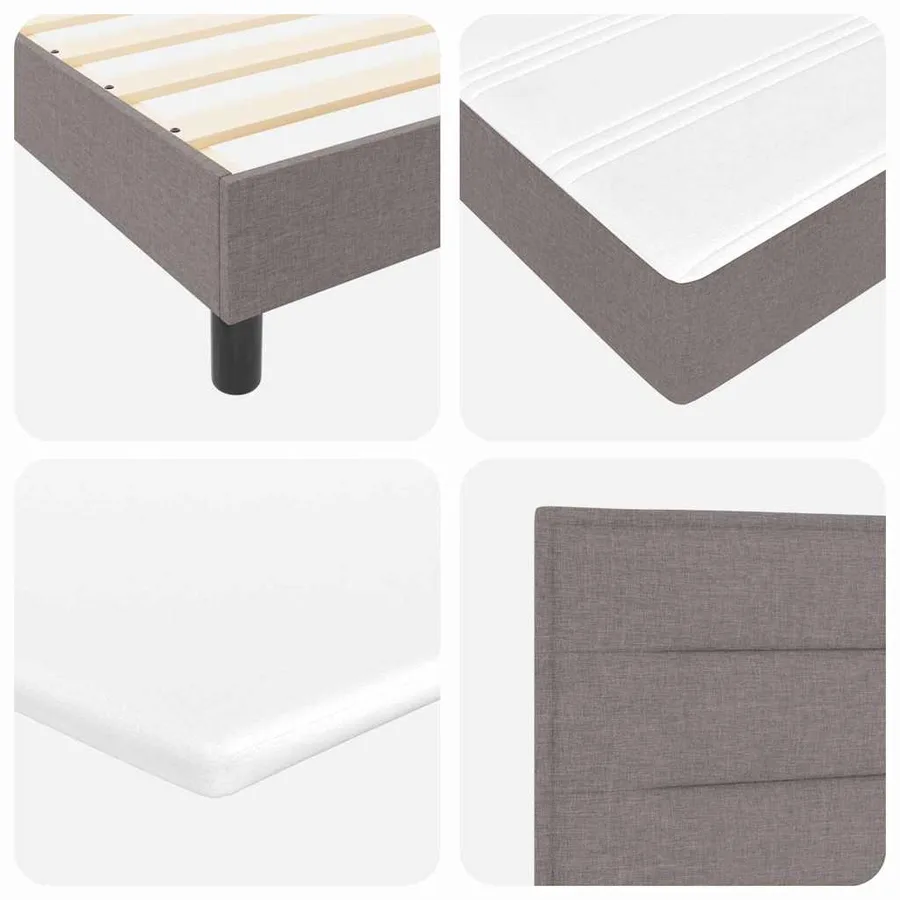 Lit à ressorts avec matelas Taupe 200 x 200 cm tissu - 10