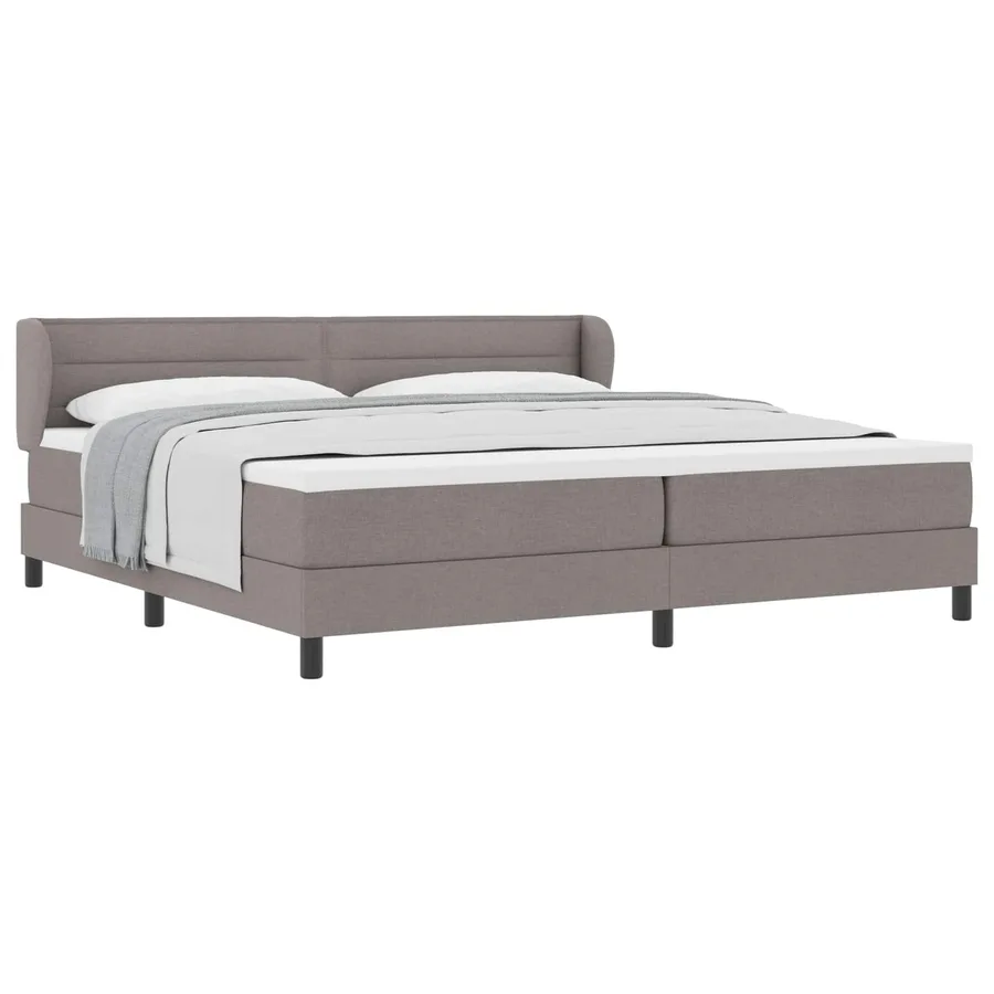 Lit à ressorts avec matelas Taupe 200 x 200 cm tissu - 2