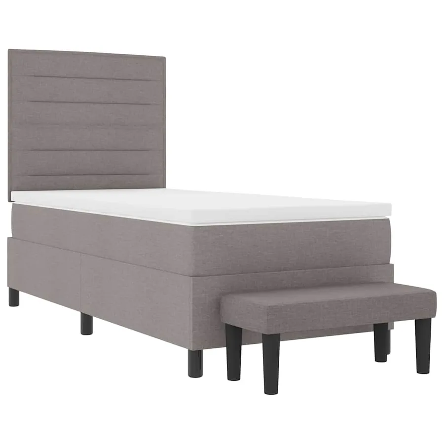 Lit à ressorts avec tête de lit Taupe 100 x 200 cm tissu - 7