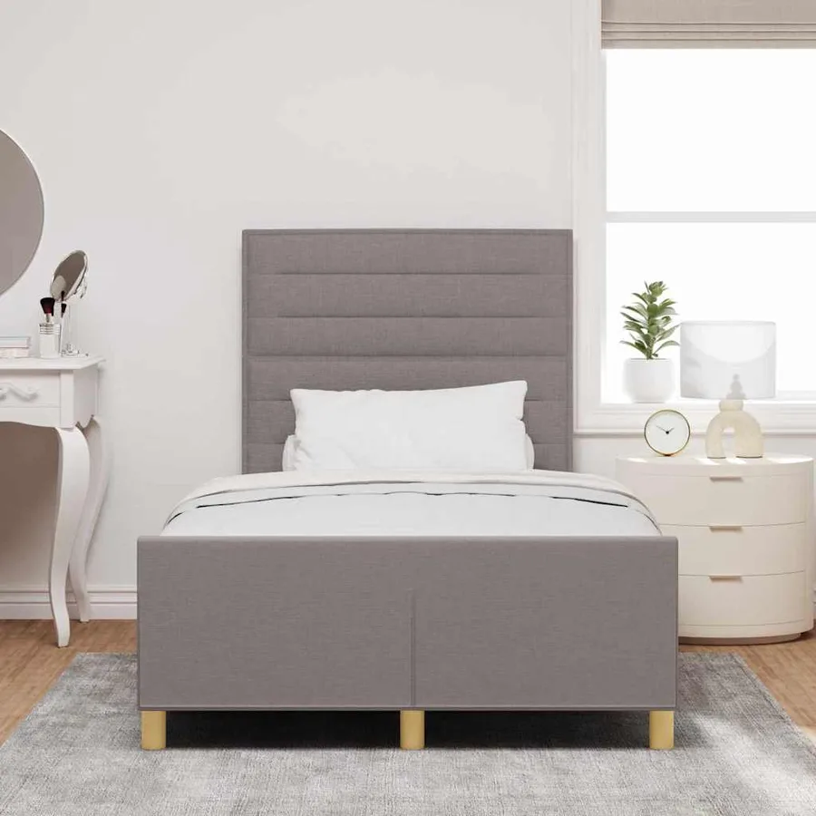 Cadre de lit avec tête de lit Taupe 120 x 190 cm tissu - 3