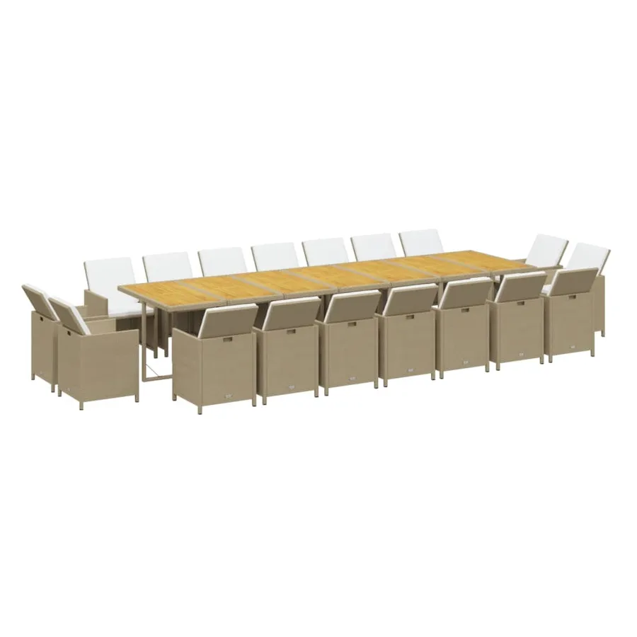Ensemble à manger de jardin coussins 19pcs Beige Résine tressée - 3