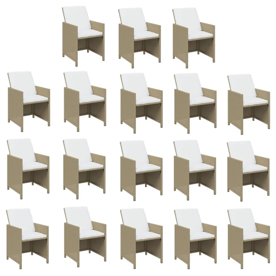 Ensemble à manger de jardin coussins 19pcs Beige Résine tressée - 4