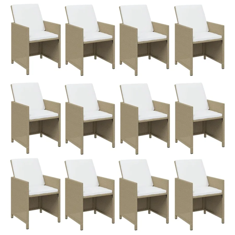 Ensemble à manger de jardin coussins 13pcs Résine tressée Beige - 4