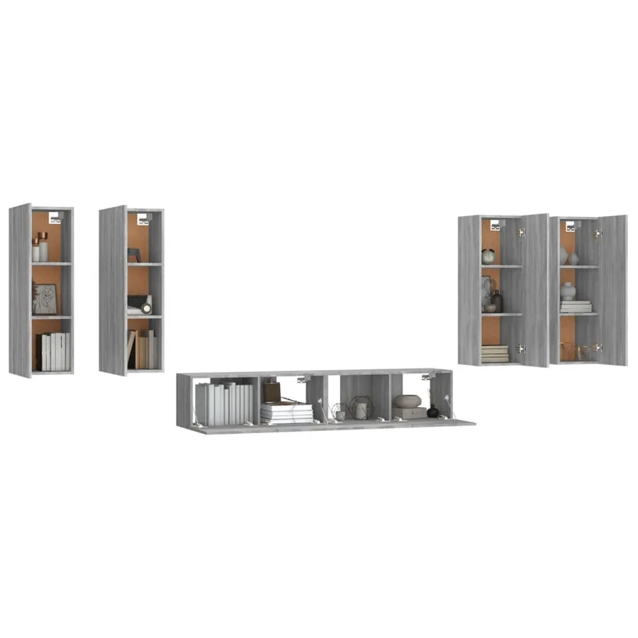 Ensemble de meubles TV 6 pcs Sonoma gris Bois d'ingénierie - 4