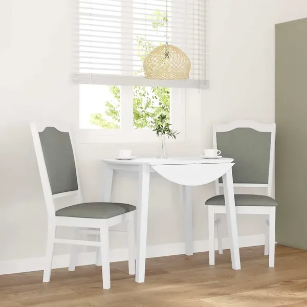 Chaises de salle à manger avec coussins (2 pcs) bois massif blanc caoutchouc