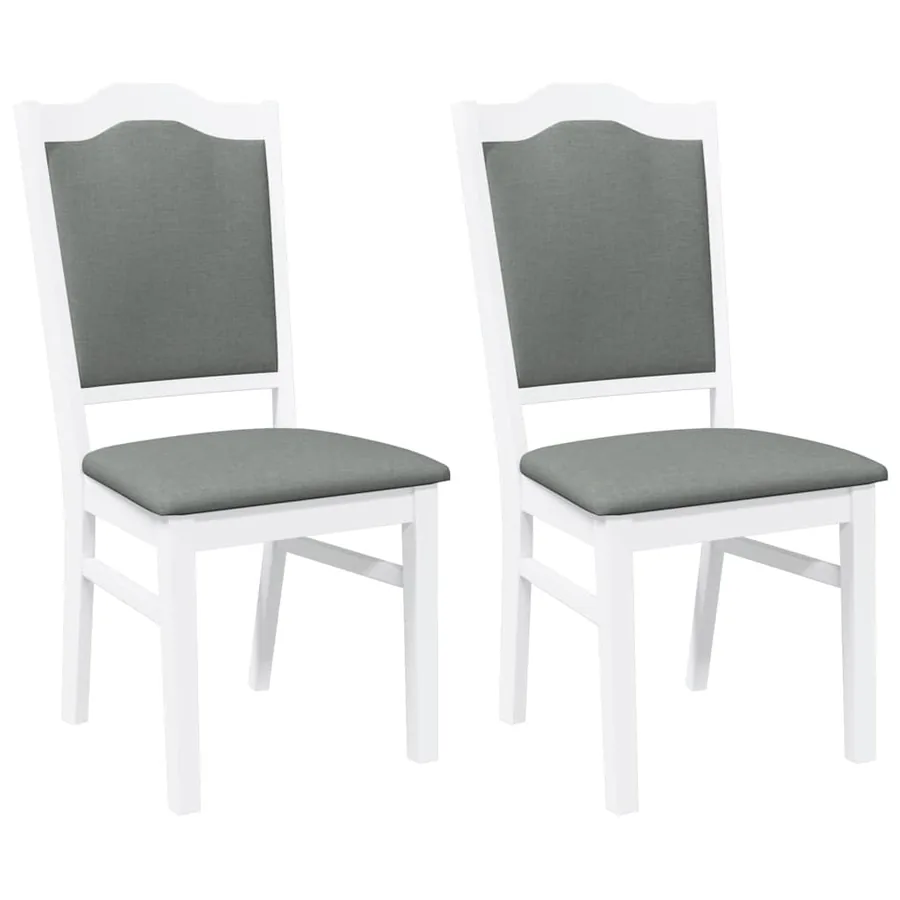 Chaises de salle à manger avec coussins (2 pcs) bois massif blanc caoutchouc - 2