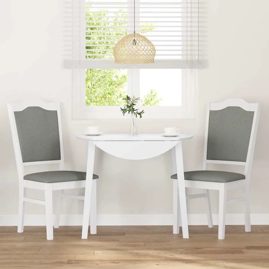 Chaises de salle à manger avec coussins (2 pcs) bois massif blanc caoutchouc - 3
