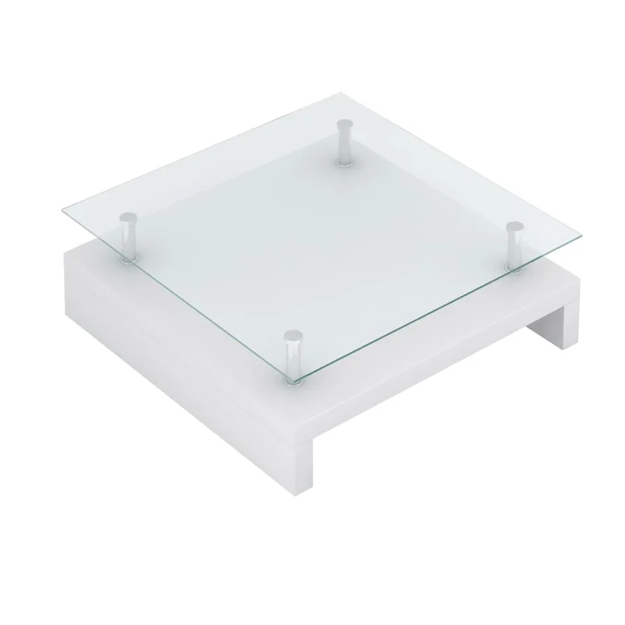 Table basse avec dessus de table en verre Blanc - 2