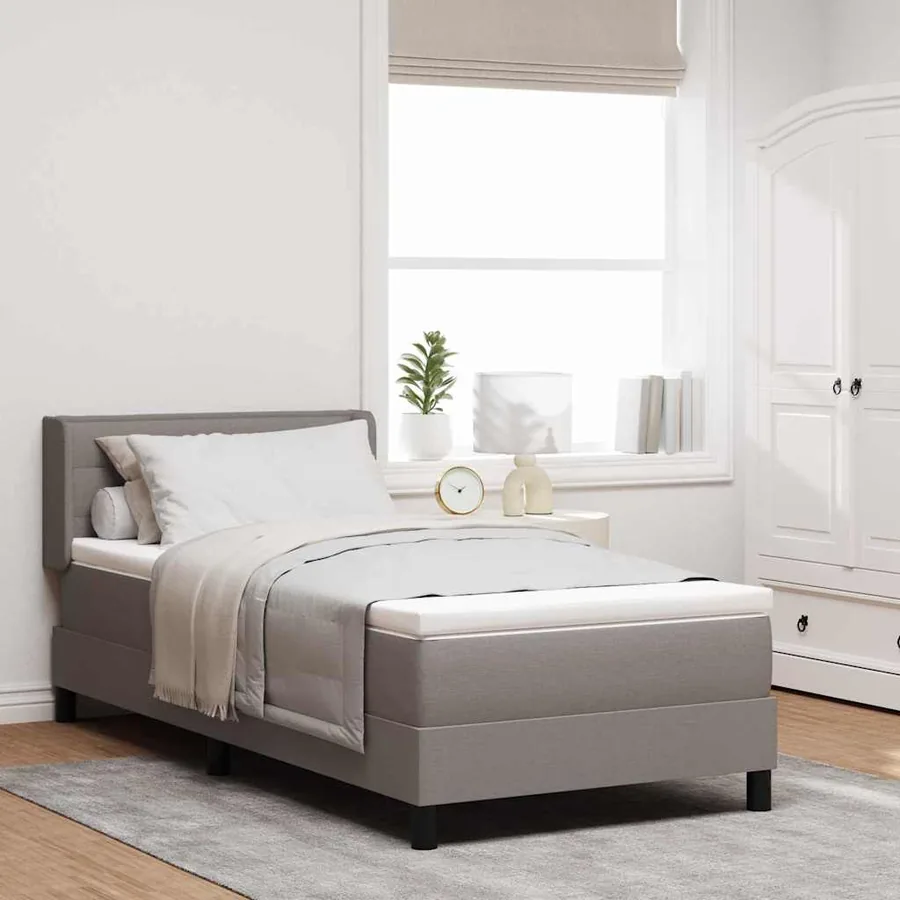 Lit à ressorts avec tête de lit Taupe 200 x 80 cm tissu