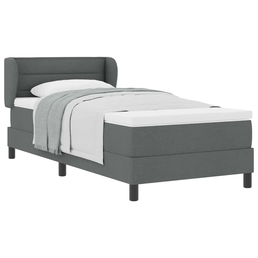 Lit à ressorts avec matelas Gris foncé 80 x 200 cm tissu - 2